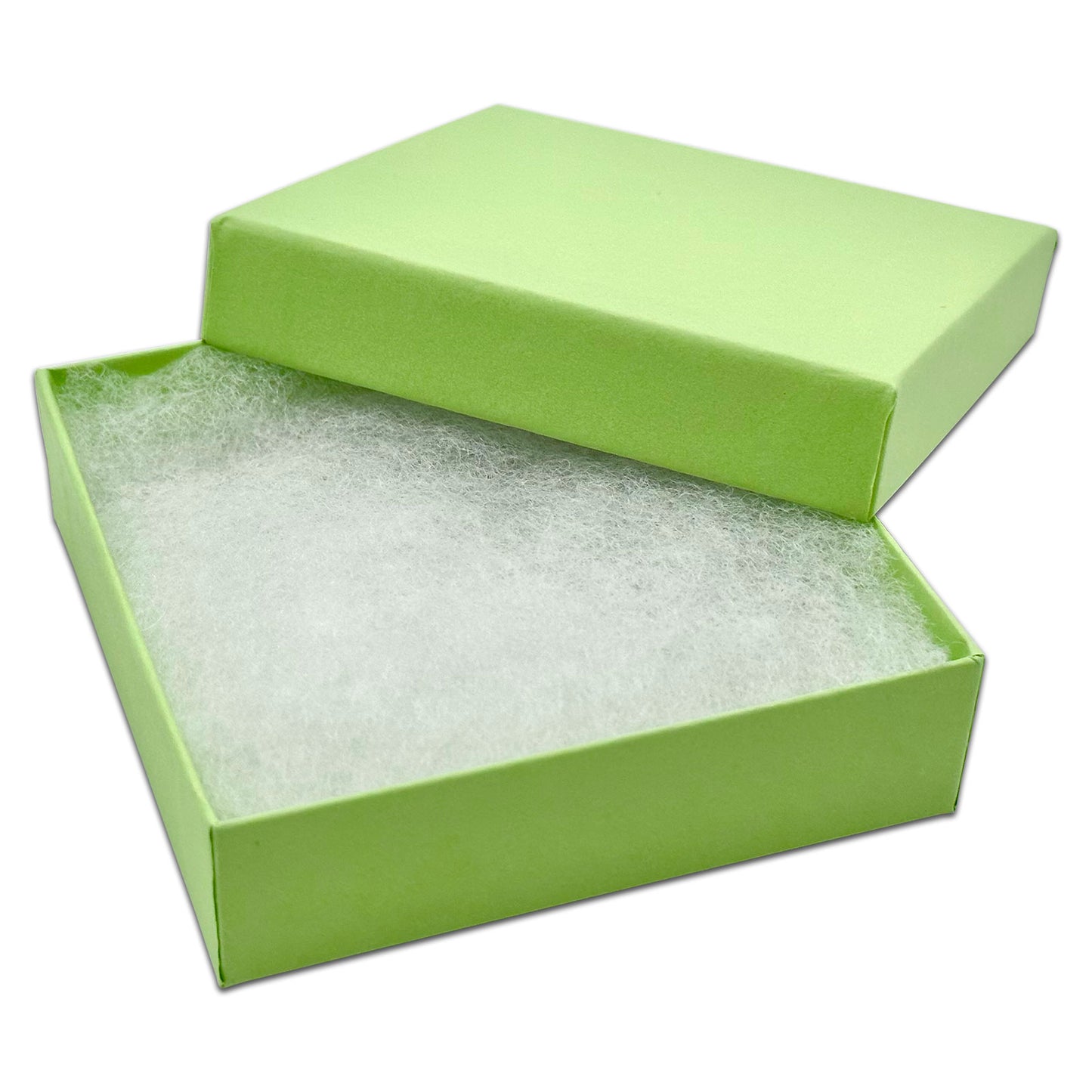 3 1/2" x 3 1/2" x 1" Mint Green Cotton Filled Paper Box
