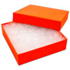 3 1/2" x 3 1/2" x 1" Neon Orange Cotton Filled Paper Box (25-Pack)