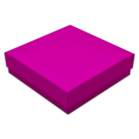 3 1/2" x 3 1/2" x 1" Neon Purple Cotton Filled Paper Box