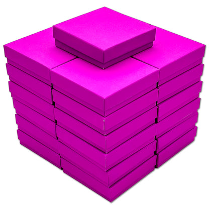 3 1/2" x 3 1/2" x 1" Neon Purple Cotton Filled Paper Box