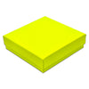 3 1/2" x 3 1/2" x 1" Neon Yellow Cotton Filled Paper Box (25-Pack)