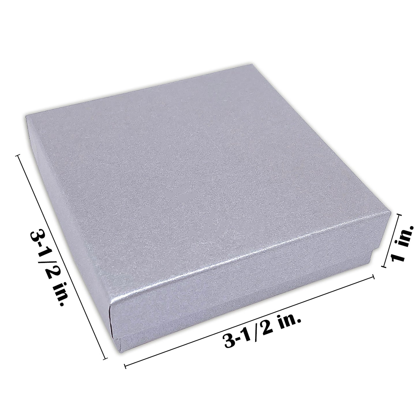3 1/2" x 3 1/2" x 1" Pearl Gray Cotton Filled Paper Box