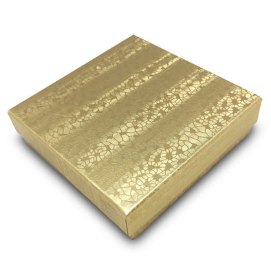 3 1/2" x 3 1/2" x 1" Gold Cotton Filled Paper Box