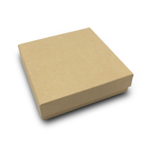 3 1/2" x 3 1/2" x 1" Kraft Cotton Filled Paper Box