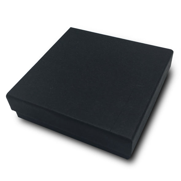 3 1/2" x 3 1/2" x 1" Black Cotton Filled Paper Box