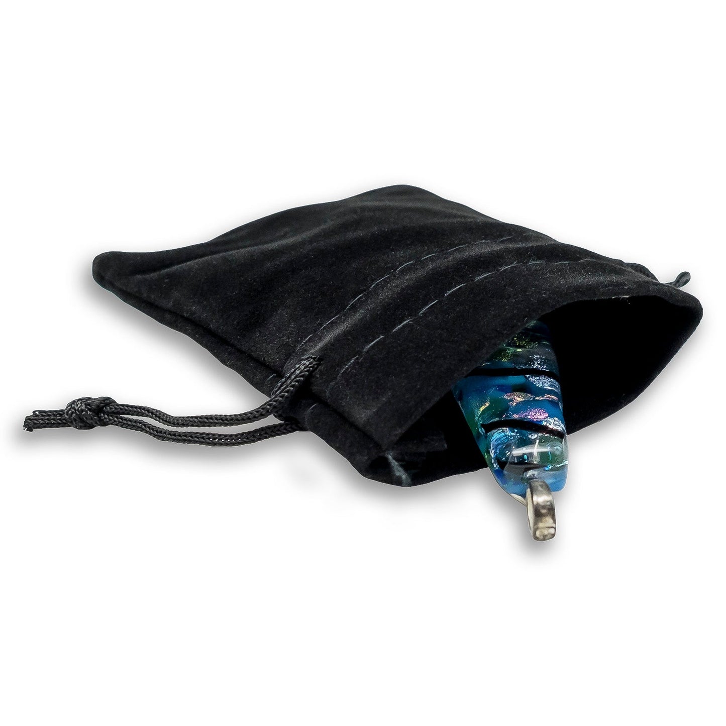 3 1/2" x 4 1/2" Black Velvet Drawstring Pouch