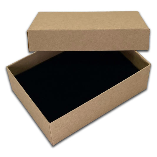 3 1/4" x 2 1/4" Kraft Pendant Paper Box with Black Foam Insert