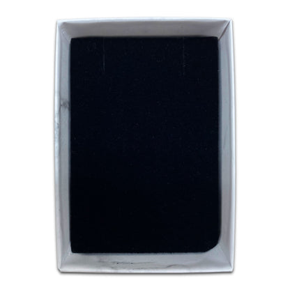 3 1/4" x 2 1/4" White Marble Pendant Paper Box with Black Foam Insert