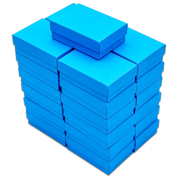 3 1/4" x 2 1/4" x 1" Azure Blue Cotton Filled Paper Box (25-Pack)