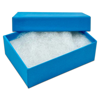3 1/4" x 2 1/4" x 1" Azure Blue Cotton Filled Paper Box
