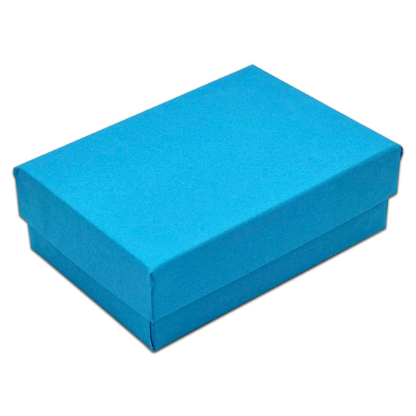 3 1/4" x 2 1/4" x 1" Azure Blue Cotton Filled Paper Box (25-Pack)