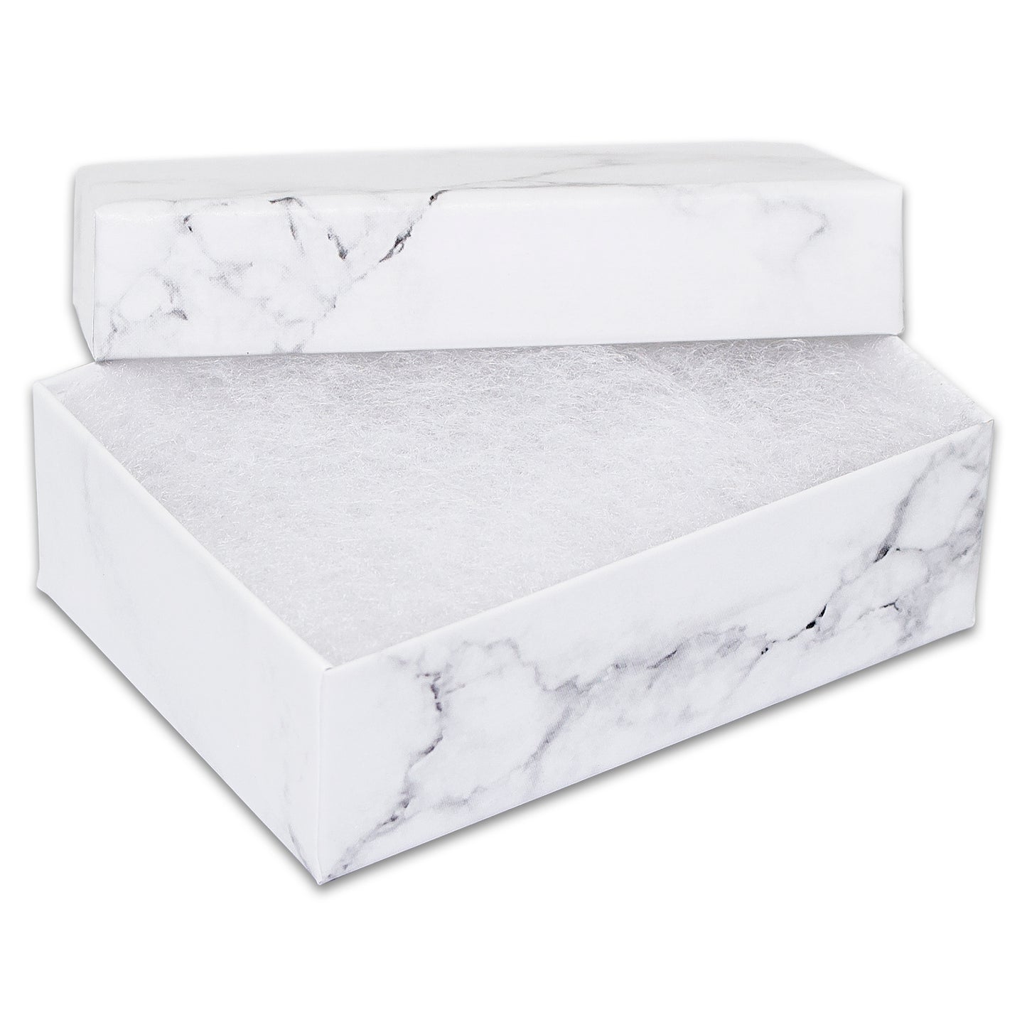 3 1/4" x 2 1/4" x 1" Marble White Cotton Filled Paper Box