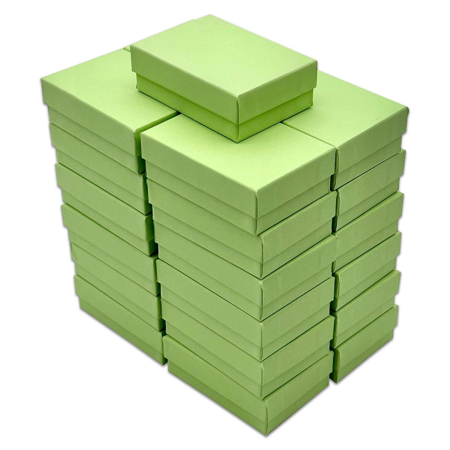 3 1/4" x 2 1/4" x 1" Mint Green Cotton Filled Paper Box