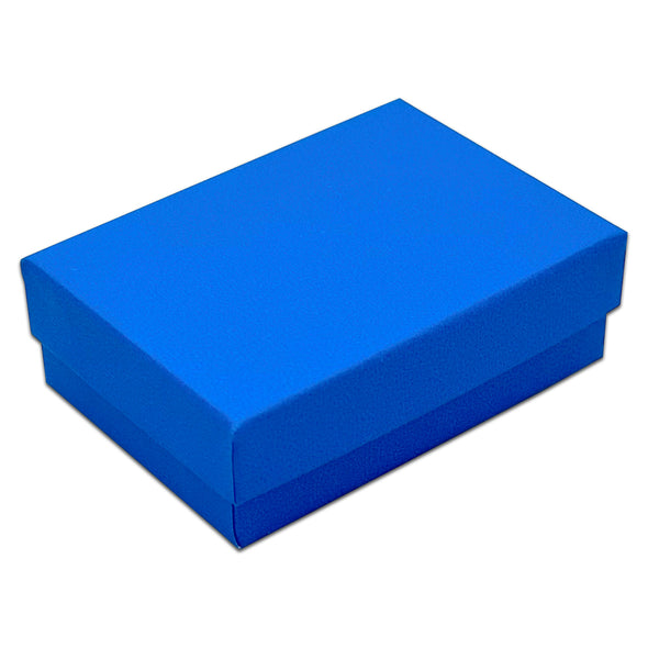 3 1/4" x 2 1/4" x 1" Neon Blue Cotton Filled Paper Box (25-Pack)