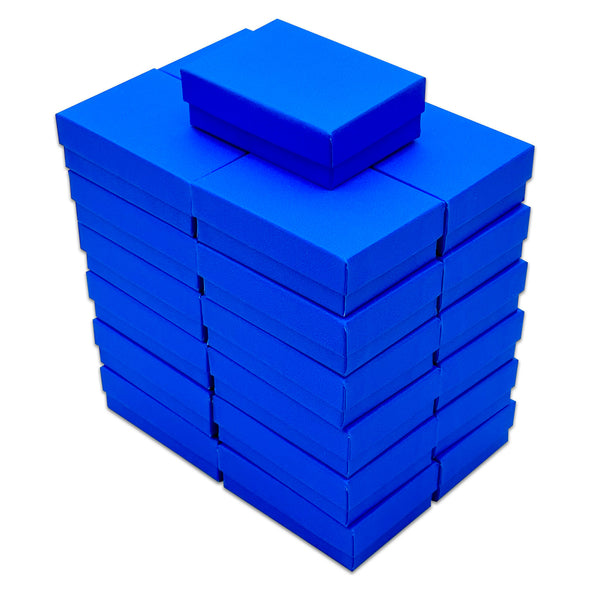 3 1/4" x 2 1/4" x 1" Neon Blue Cotton Filled Paper Box (25-Pack)