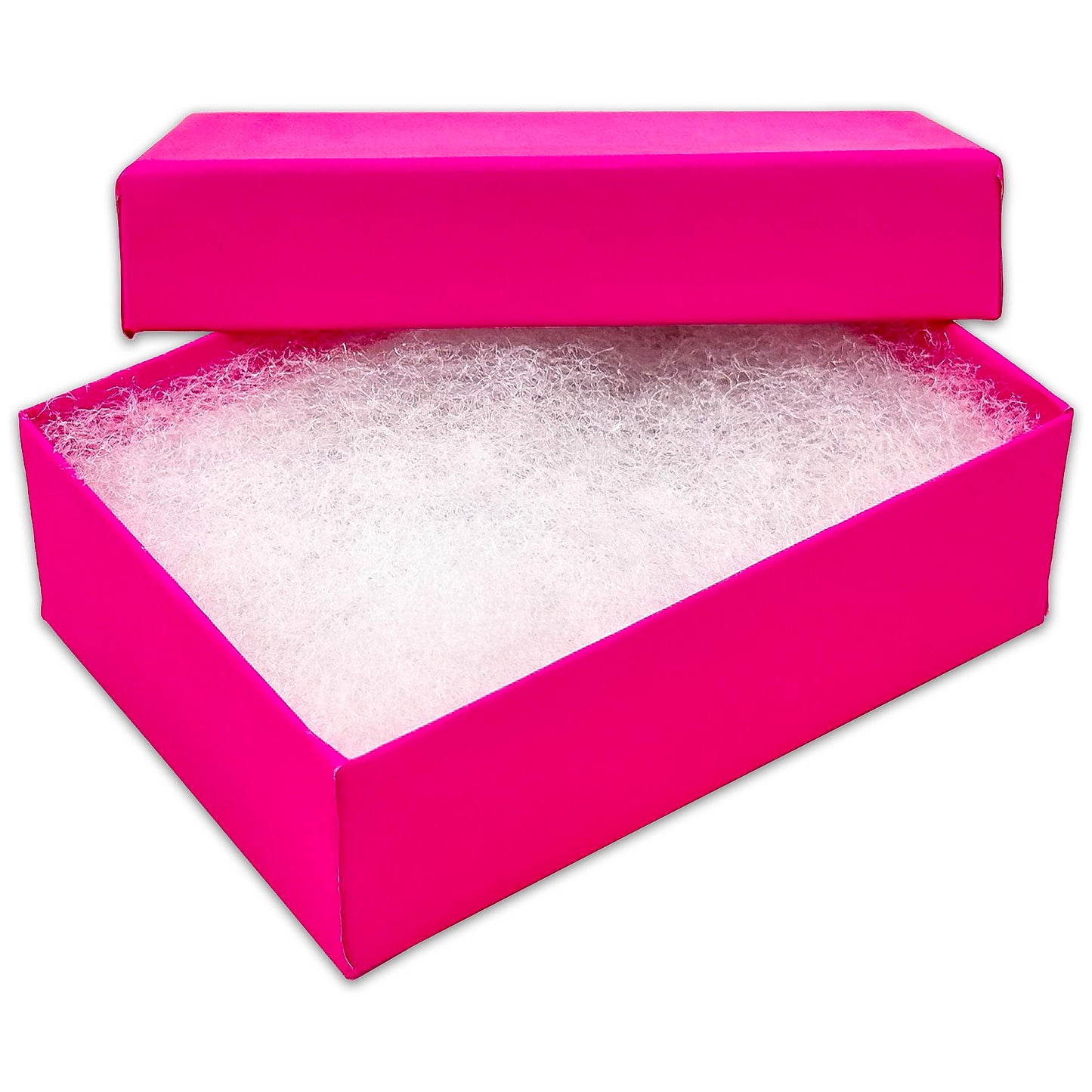 3 1/4" x 2 1/4" x 1" Neon Fuchsia Cotton Filled Paper Box