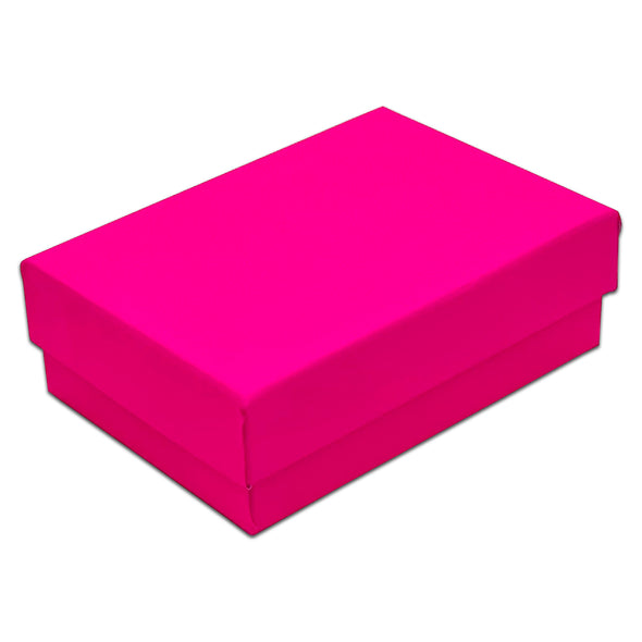 3 1/4" x 2 1/4" x 1" Neon Fuchsia Cotton Filled Paper Box (25-Pack)