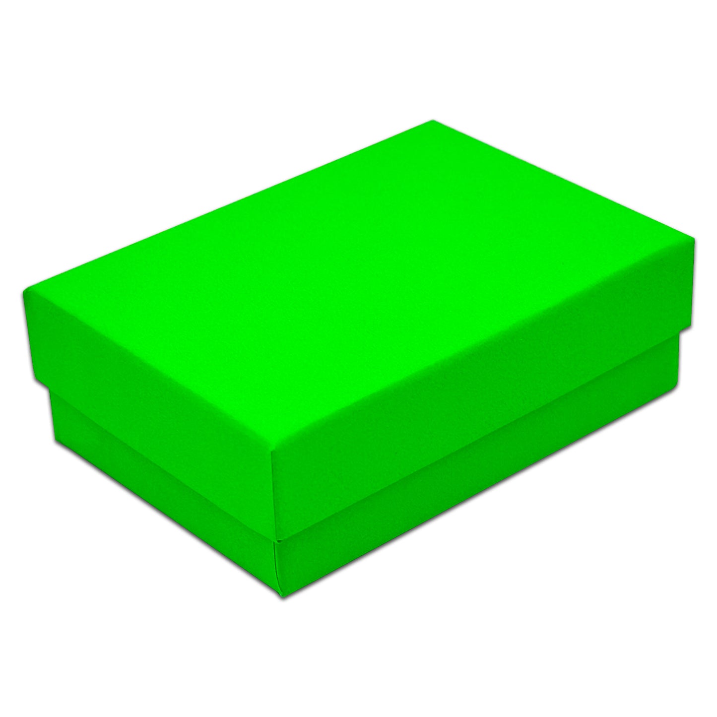 3 1/4" x 2 1/4" x 1" Neon Green Cotton Filled Paper Box