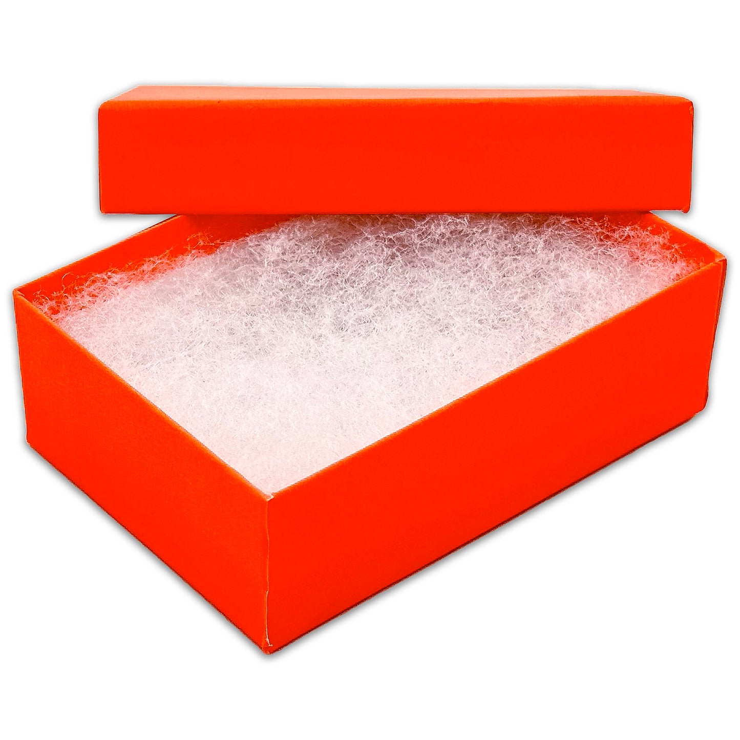 3 1/4" x 2 1/4" x 1" Neon Orange Cotton Filled Paper Box
