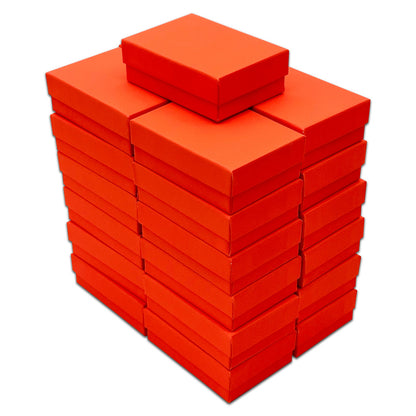 3 1/4" x 2 1/4" x 1" Neon Orange Cotton Filled Paper Box