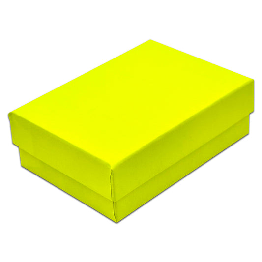 3 1/4" x 2 1/4" x 1" Neon Yellow Cotton Filled Paper Box