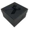 3 1/4" x 3 1/4" Black Cardboard Watch Bracelet Ribbon Bow Jewelry Box