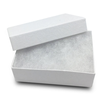 3 1/4" x 2 1/4" x 1"H White Swirl Cotton Filled Paper Box