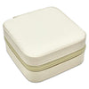 3 3/4" x 3 3/4" Cream White Portable Jewelry Organizer Storage Case