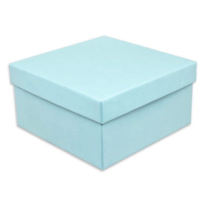 3 3/4" x 3 3/4" x 2" Light Pearl Teal Cotton Filled Paper Box