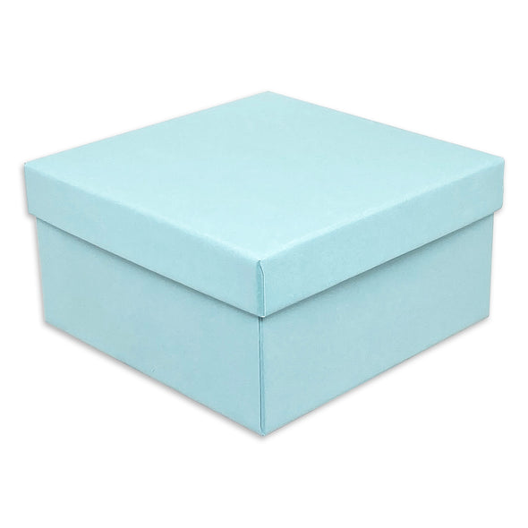 3 3/4" x 3 3/4" x 2" Light Pearl Teal Cotton Filled Paper Box