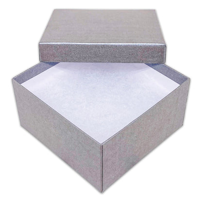3 3/4" x 3 3/4" x 2" Pearl Gray Cotton Filled Paper Box