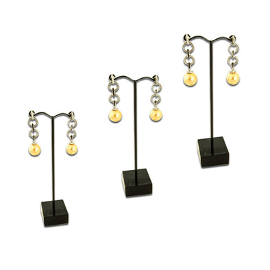 3 Pack of Black Metal Wire Single Earring T-Stand Displays with Acrylic Base