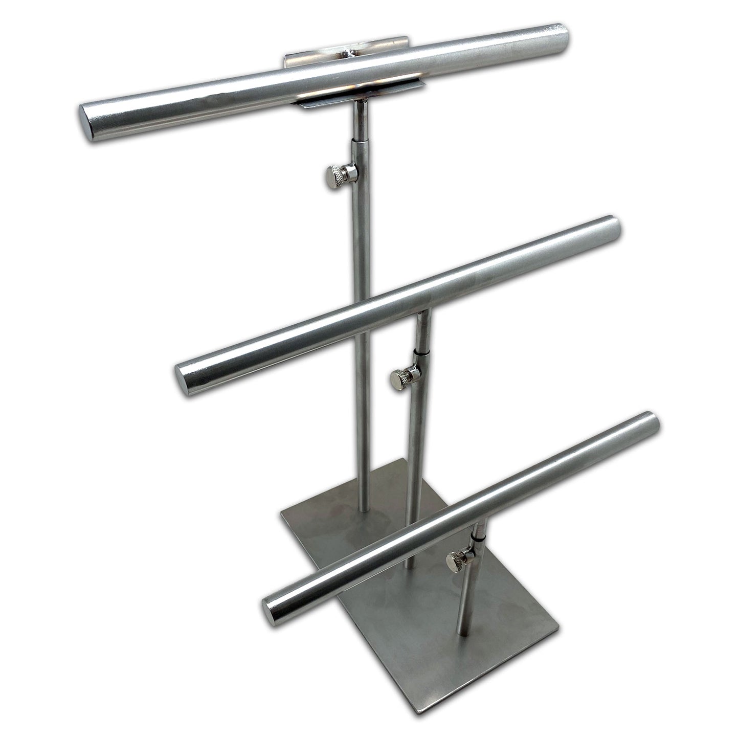 3-Tier Aluminum Metal Adjustable T-Bar Jewelry Display Stand