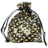 Black with Gold Polka Dot Organza Drawstring Pouch Gift Bags
