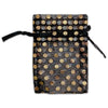 Black with Gold Polka Dot Organza Drawstring Pouch Gift Bags