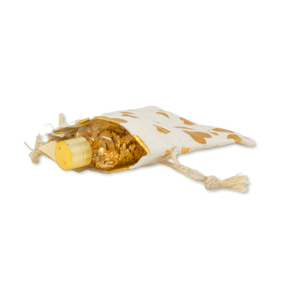 3" x 4" Cotton Muslin Gold Heart Drawstring Gift Bags