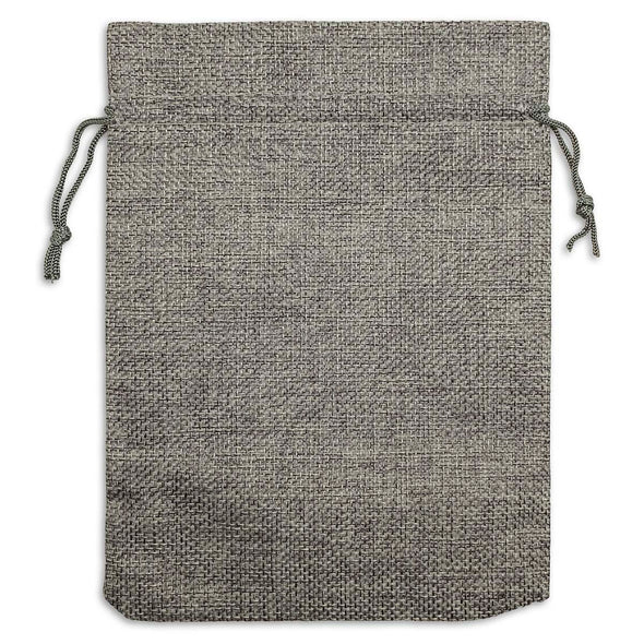 3" x 4" Gray Linen Burlap Drawstring Gift Bags
