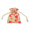 3" x 4" Jute Burlap Red Heart Drawstring Gift Bags