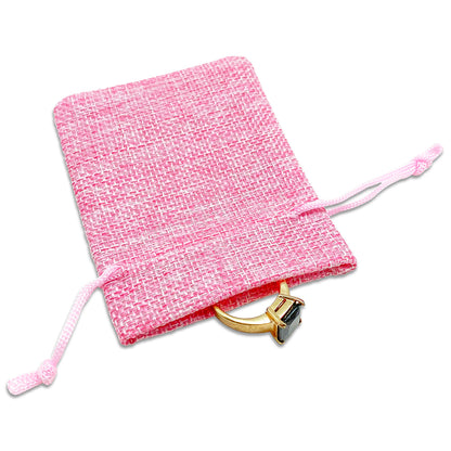 3" x 4" Pink Linen Burlap Drawstring Gift Bags