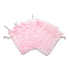 Pink with White Star Organza Drawstring Pouch Gift Bags