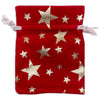 3" x 4" Red Velvet Gold Star Drawstring Gift Bags