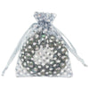 Silver with Silver Polka Dot Organza Drawstring Pouch Gift Bags