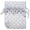 Silver with Silver Polka Dot Organza Drawstring Pouch Gift Bags