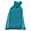 3" x 4" Teal Blue Linen Burlap Drawstring Gift Bags