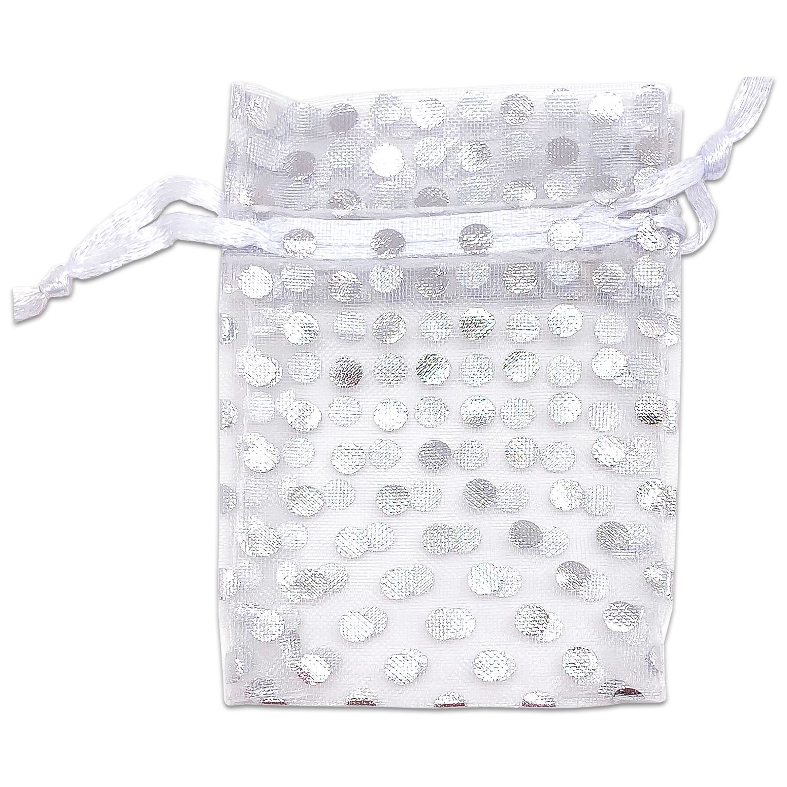 Silver sold Polka Dots On White Drawstring Bucket Bag