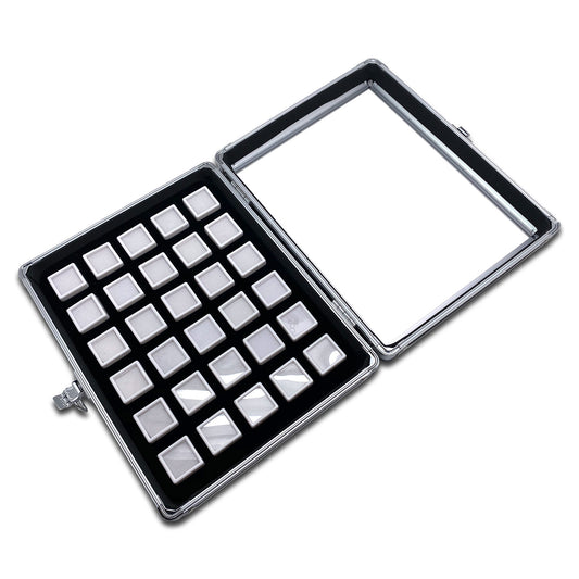 30 White Gem Boxes with Aluminum Window Display Case