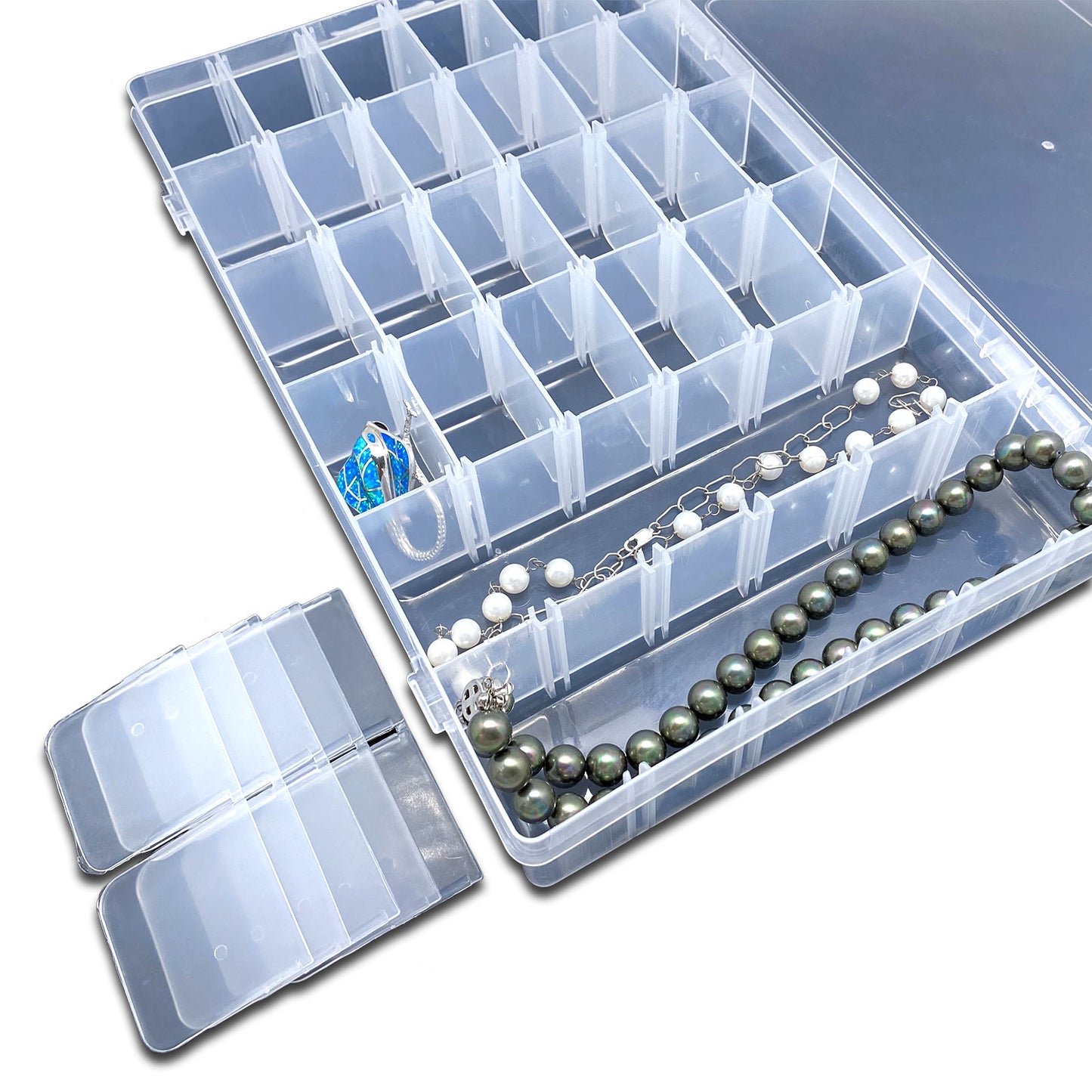 36 Compartment Clear Plastic Jewelry Box Organizer