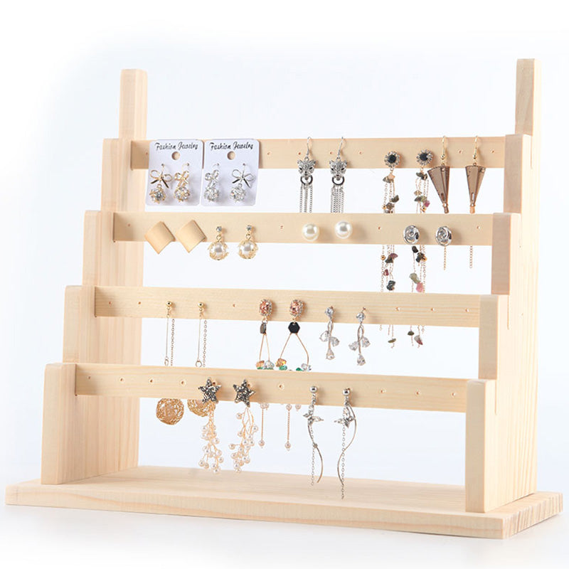 4 Tier Stacked Wood Earring Display Stand