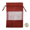4" x 5" Linen Burlap and Sheer Organza Maroon Gift Bag