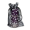 Black with White Star Organza Drawstring Pouch Gift Bags